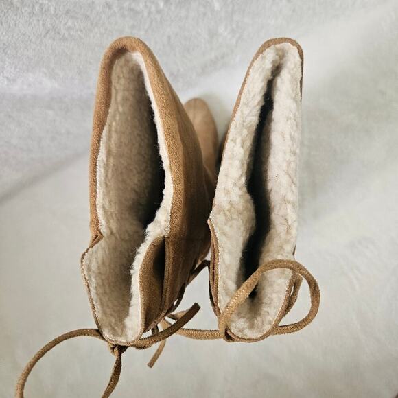 Colin Stuart Wedge Boots Womens Size 8 Tan Suede Lace-Up Warm - Picture 7 of 12